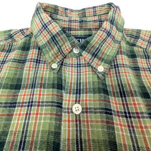 Vintage Chaps Ralph Lauren Plaid Flannel Shirt Long Sleeve Mens LRG Sage Green